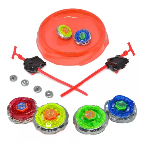 Kit Com 4 Peões Beyblade Metal + Lançador + Arena - Chic Outlet