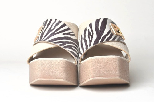 Imagen 4 de 5 de Zuecos Sandalias Taco Alto De Cuero De Mujer Linx - Ferraro