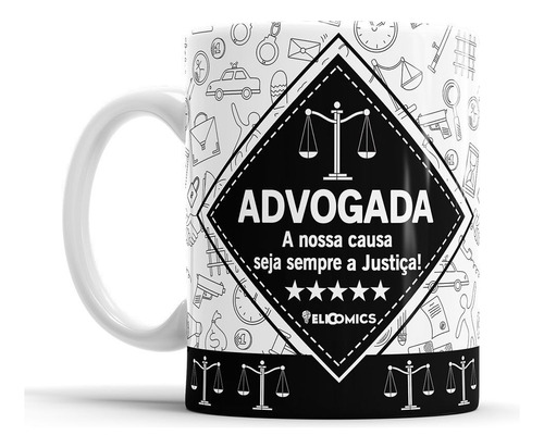 Caneca Personalizada Profissão - Advogada Branco - Com Nome