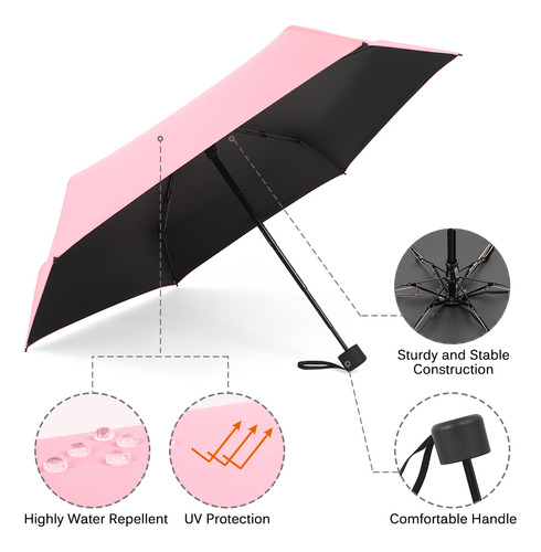 Paraguas De Viaje Compacto De Iones Para Sol Y Lluvia, Liger