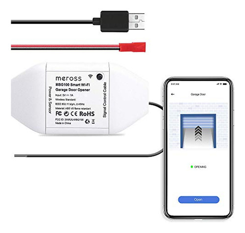 Abridor de puerta de garaje inteligente Meross Msg100 con set