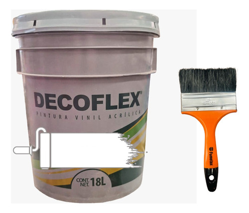 Pintura Vinílica Decoflex Interior Exterior 18lts Con Brocha Blanco Mate