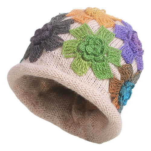 Gorro De Verano Para Mujer, Diseño Bohemio Con Flores 3 Albaricoque Grueso Talla Única