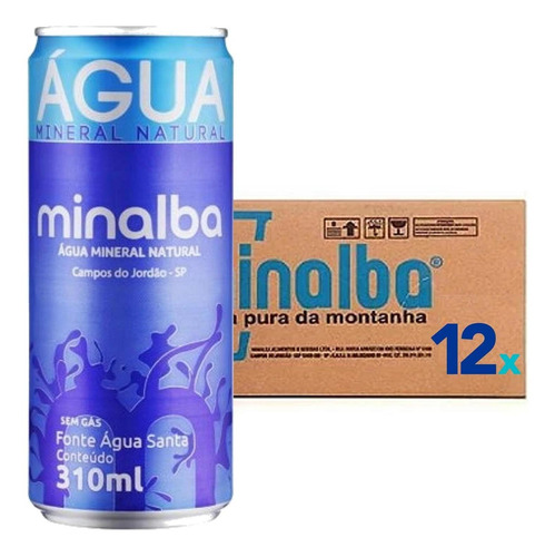 Agua Mineral S/ Gás Minalba Lata 310ml (12 Unidades)