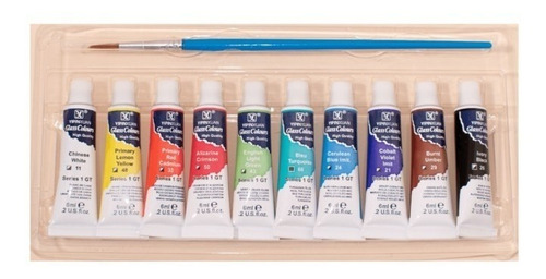 Set Pintura Vidrio Giorgione 10 Colores De 6ml + 1 Pincel