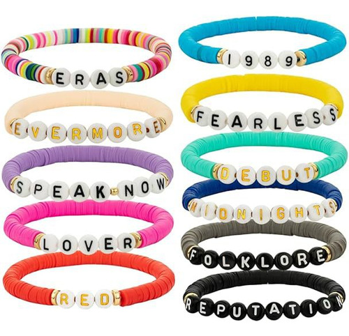 Pulsera Colorida Con Cuentas De Arcilla, Alfabeto En Capas