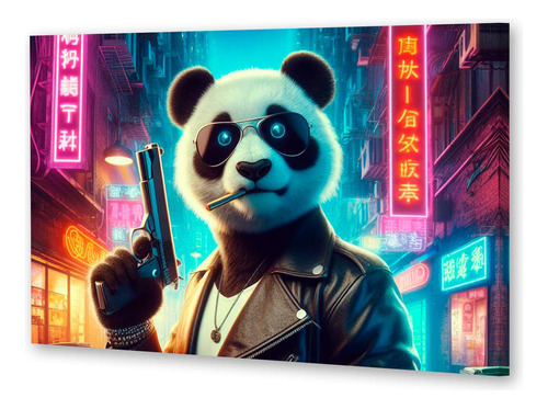 Cuadro 60x90cm Panda Con Una Pistola Y Anteojos Chino