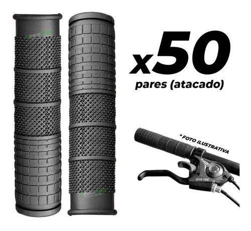 50 Pares Manopla Mtb Bike Wester Venda Atacado - Preta