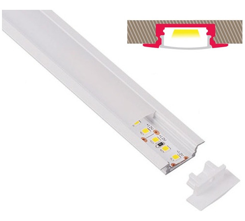 Pack 2x: Perfil De Aluminio Para Empotrar Tira Led Muebles