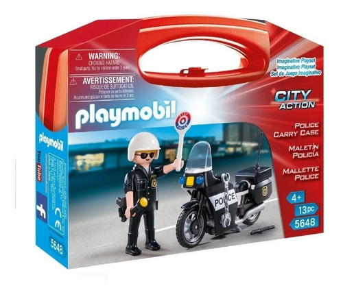 Imagen 1 de 6 de Playmobil 5648 City Action Maletin Policia Con Moto Original