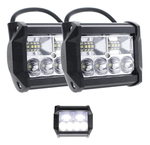 Par Faro Dually 10 Hiper Leds Fijo Y Estrobo Auto Moto 4x4