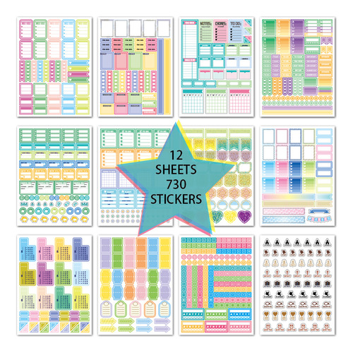 Hojas De Pegatinas Decorativas, Notas, Calendario De Decorac