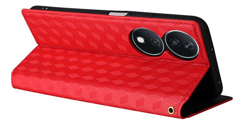 ~ For Honor X7b Cubic Patterned Pu Wallet Card Holder Case
