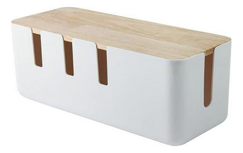 Caja De Almacenamiento De Cables De Alimentación De Madera,