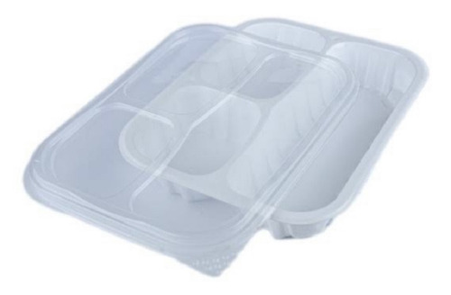 Pote para alimentos StarPack Freezer Microondas 03 divisórias Marmita Fit 880mL branco - kit com 50 unidades