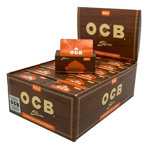 Display De Seda Ocb Virgin Paper Roll Brown Rolo 4 Metros