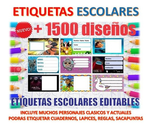 Kit Imprimible Editable Etiqueta Escolar Unicornio 01