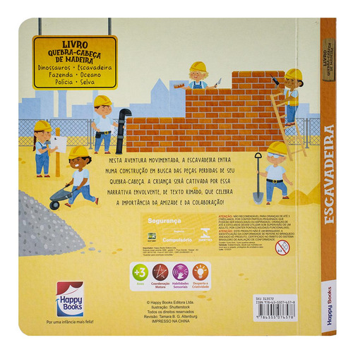 Livro Quebra-cabeça De Madeira: Escavadeira, De Editora Happy Books., Vol. 1. Editorial Happy Books, Capa Mole Em Português