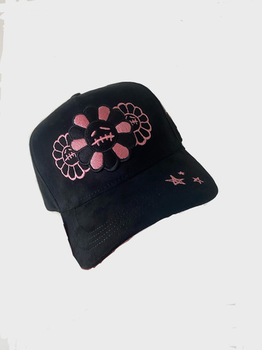 Gorra De Gamuza Travis Scoot 31 Hats Negro Y Con Detalles Rosas Único