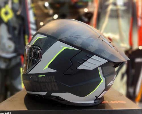 Imagen 7 de 8 de Casco Moto Axxis Hawk Evo Paw B2 Gris Mate Doble Visor