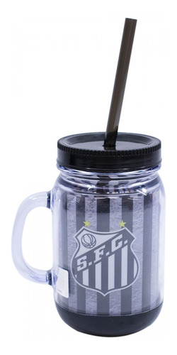 Caneca Com Tampa E Canudo 420ml - Santos