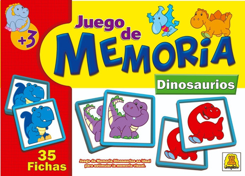 Juego Didáctico De Memoria De Dinosaurios 35 Fichas 3 Años +