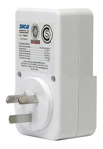 Imagen 2 de 3 de Protector Sica Alta Baja Tensión Heladera Lavarropa 10a 220v Color Blanco