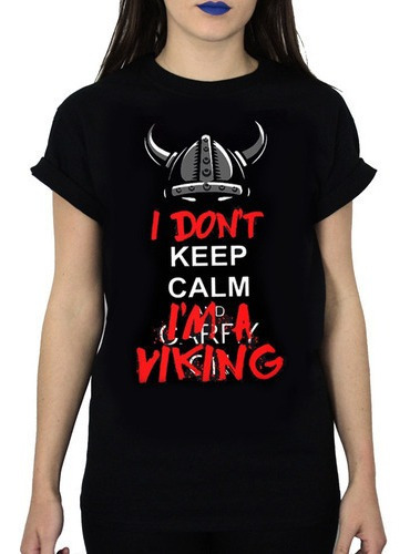 Imagem 1 de 4 de Camisa De Malha 100% Algodão Keep Calm I'm A Viking