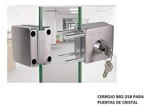 Imagen 5 de 5 de Cerrojo P/ Cristal Bronzen 258 Doble Vidrio Llave/ Perilla