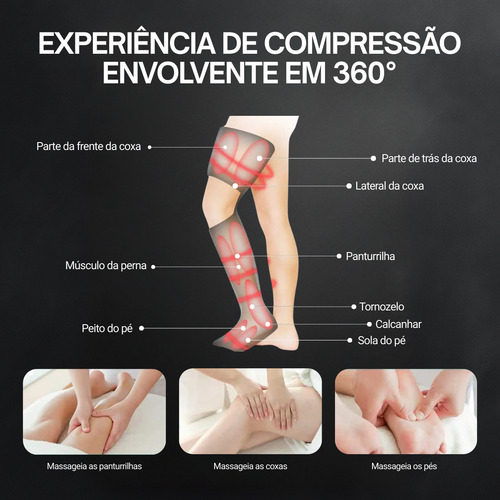 Bota Compressão Pneumática Massagem Circulação Com Aquecimento 30w Fisioterapia 3 Modos De Massagem 5 Modos De Força E 3 De Aquecimento - 3dx