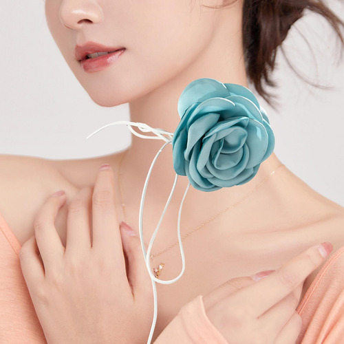 Flor Rosa Gargantilla Elegante Clásico Elegante Collar Para