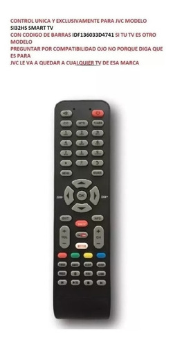 Control Jvc Smart Tv Modelo Si32hs  Idf136033d4741 Año 2016