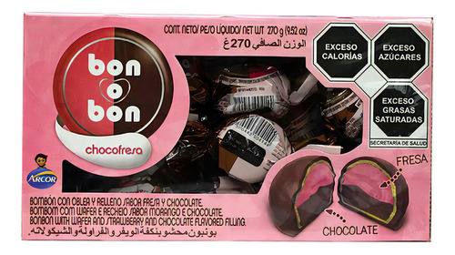 Bon O Bon Chocofresa Bombón Relleno De Chocolate 18pz 270g