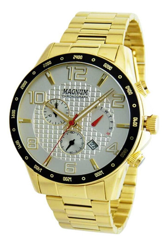Relógio Masculino Magnum Cronógrafo Ma35191h - Dourado Cor do fundo Branco