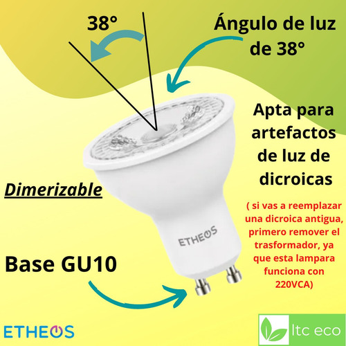 Dicroica Led Foco 6w 220v Dimerizable Fria Calida 38° 100°
