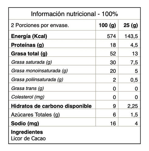 Imagen 3 de 3 de Chocolate Negro 100% Cacao