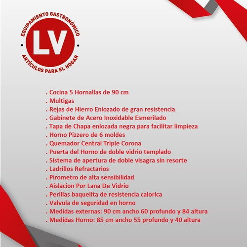 Cocina Industrial 5 Hornallas Horno Visor Ahora18 Oferta