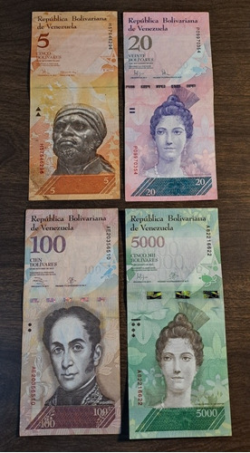 Venezuela X 4 Billetes Incluye 5000 Bolívares 2016. Usados