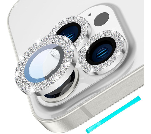 Protector De Lente iPhone 15 Pro Max Con Diamantes - Gris