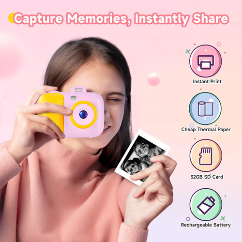 Camara Digital Instantanea Para Ninos Con Papel De Impresion