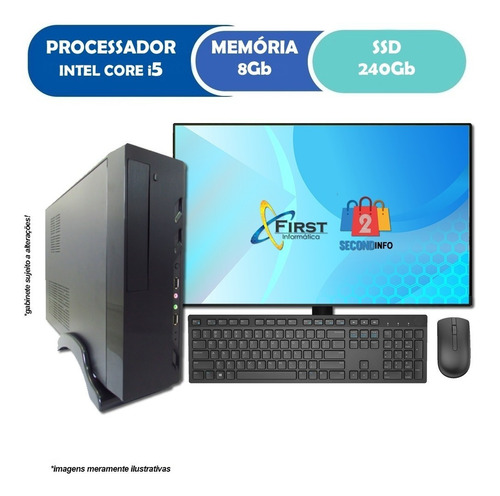 Imagem 1 de 3 de Pc Computador Cpu Slim Core I5 +ssd 240gb, 8gb+ Monitor 19