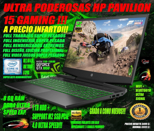 Poderosa Laptop Hp Pavilion Gaming Intel I5 9300hq Gtx 1050