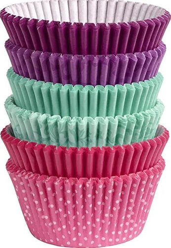 Wilton Capacillos Cupcakes Morados Y Aqua 150 Pzas