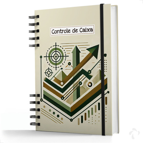 Caderno De Controle De Caixa Capa Dura Diário Target Ano 2025 Capa Bege