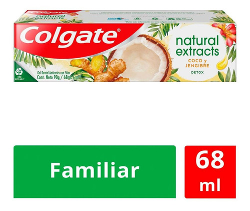 Pasta Dental Colgate Natural Extracts Detox Coco y Jengibre 68ml