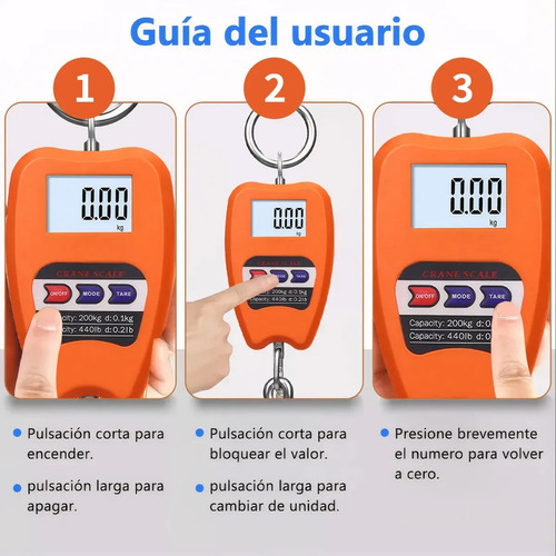 Báscula Balanza Colgante Gancho Digital Lcd Portátil 200kg