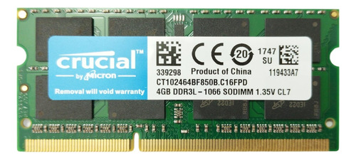 Memoria Ram Crucial Ddr3l 4g 1066mhz