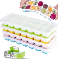 Comprar 4 Formas De Gelo Cubo C Tampa Rígida Flexível Fundo Silicone