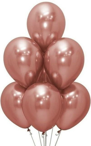 50 Globos Cromo Rosa Oro Látex 12 Pulgadas Cromados Metálico