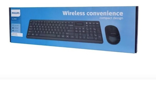 Imagen 3 de 4 de Kit Teclado Y Mouse Inalambrico Philips Negro C314 Ergonomic